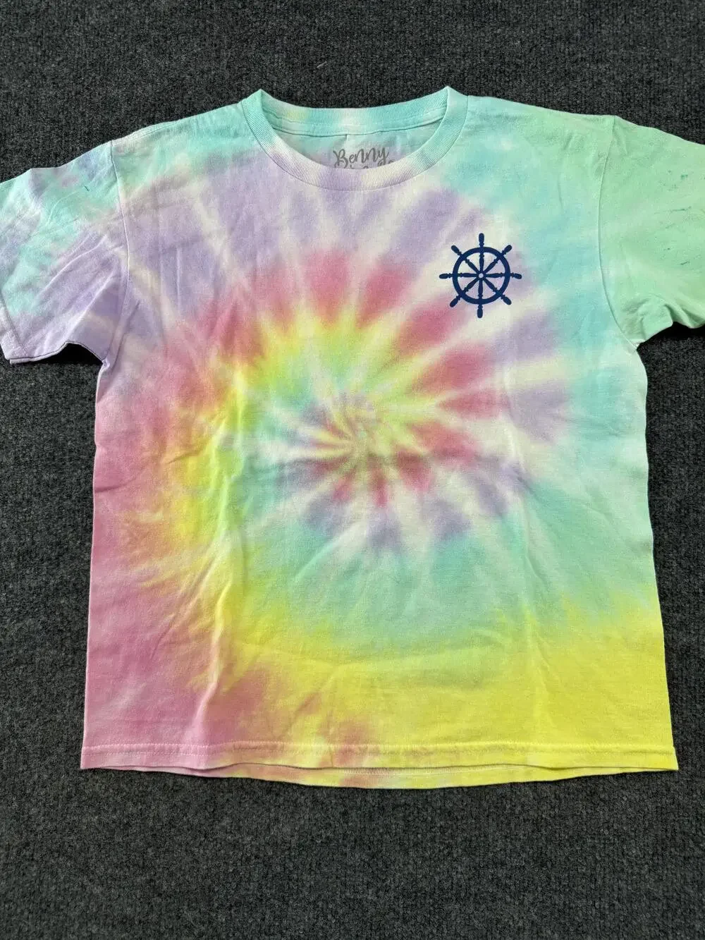 Benny & Belle Shirt Girls M Multicolor Tie Dye Salty Air Not A Care Nautical